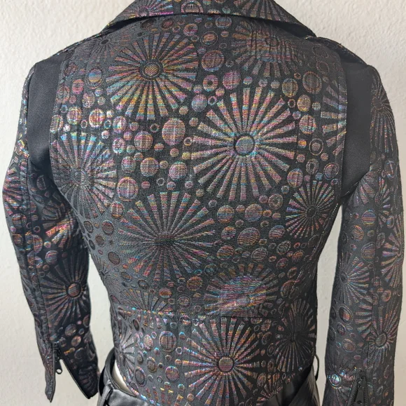 Rebecca Minkoff IridescentMotto Black Fabric Jacket In Size XXS